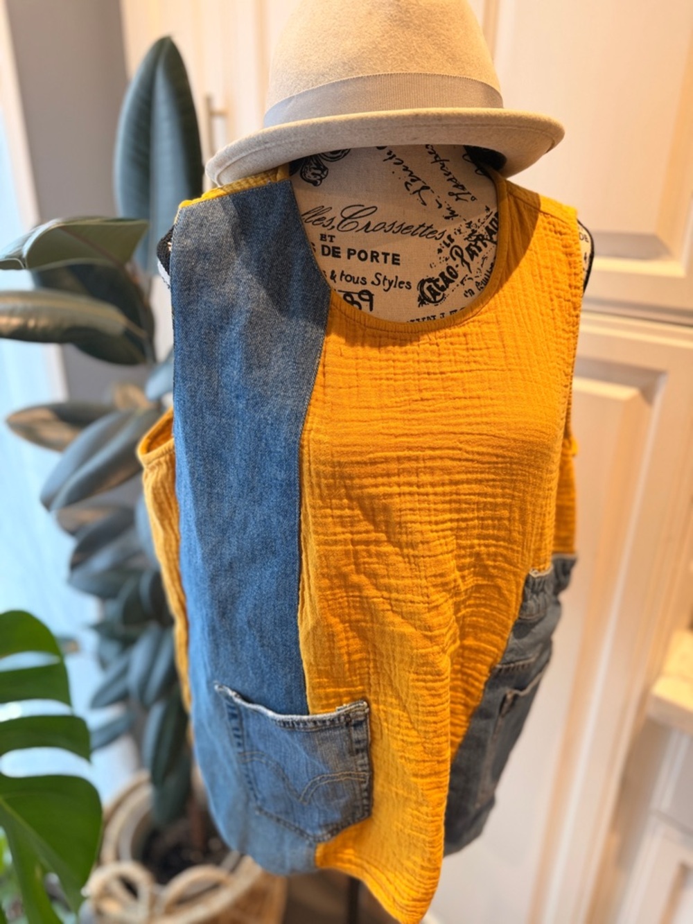 Shannon Passero Women’s Two-Tone Mustard Yellow and Denim Pocket